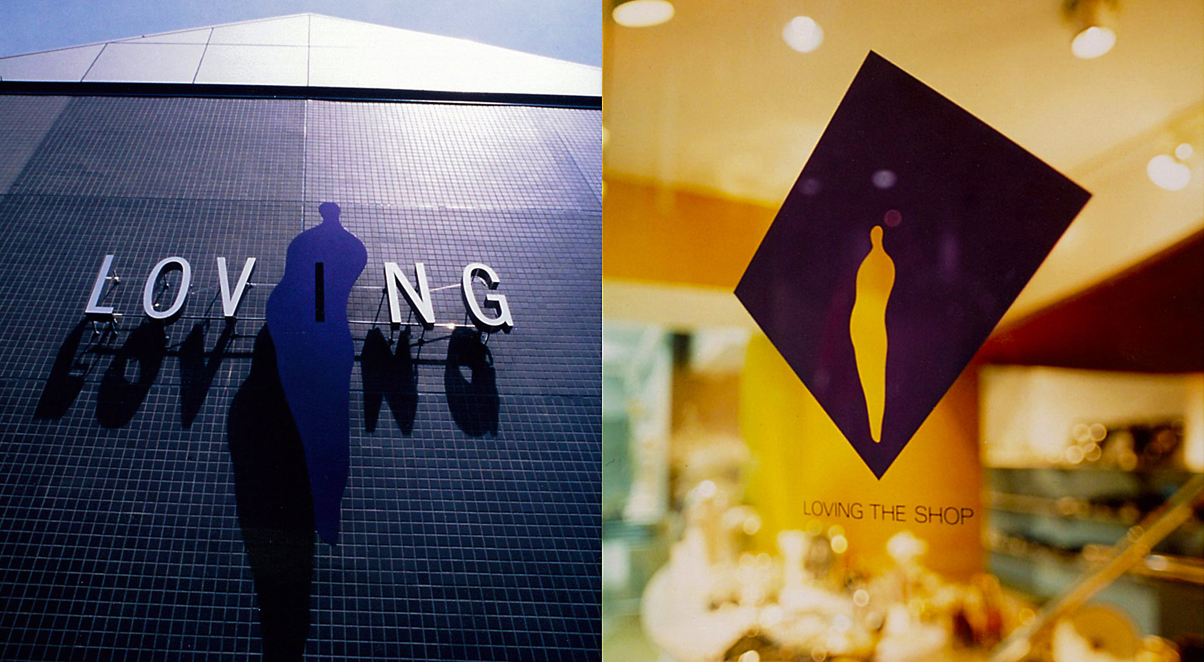 LOVING 店の外と窓のロゴマーク